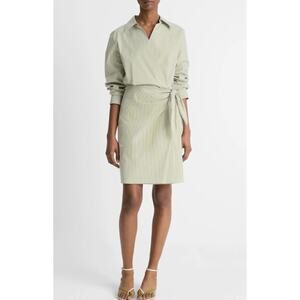 VINCE Furrow Stripe Long Sleeve Wrap Shirtdress